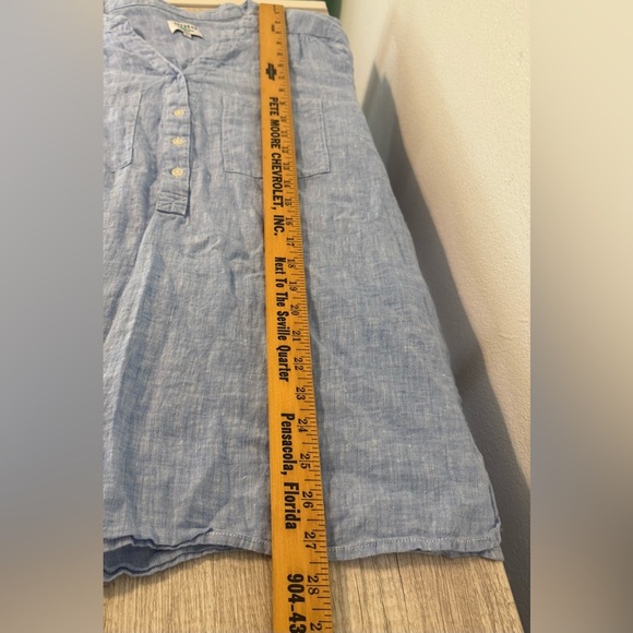 HIHO Tortola 100% Linen Shirt Henley Roll Tab Sleeves Coastal Relaxed Size Large - Picture 6 of 10